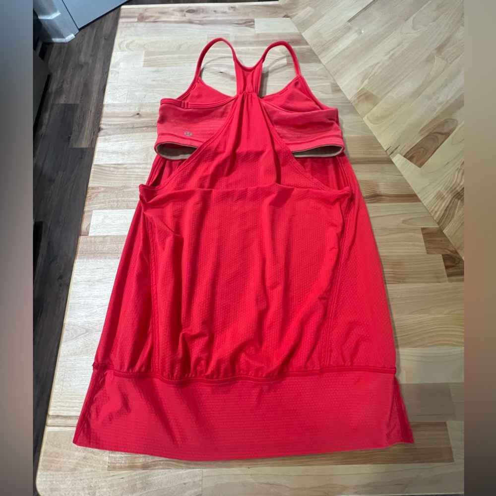 Red Lululemon cut out tank top with built in sports bra